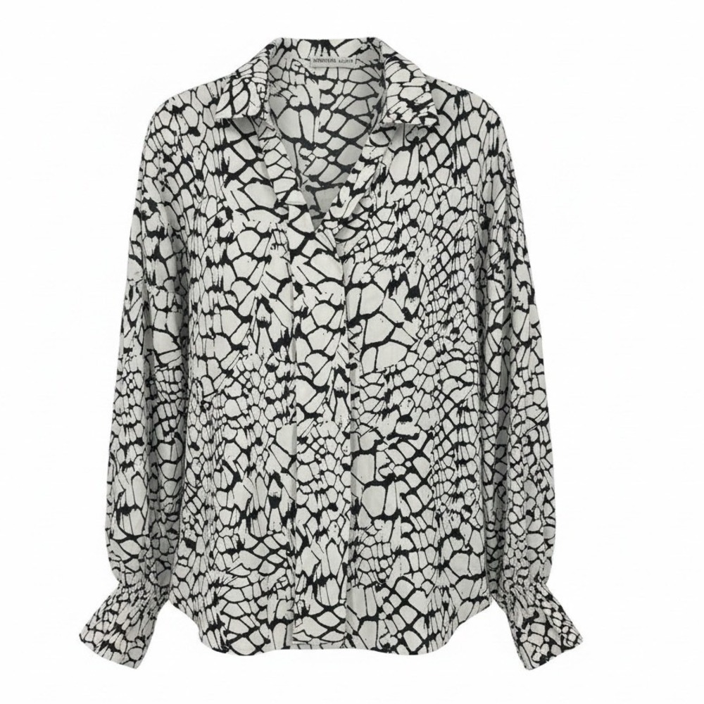 PATRIZIA LUCA Womens‎ MEDIUM  Long Sleeve Animal Button Up Shirt Top Blouse - CJ